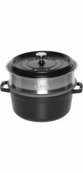 Staub La Cocotte 24cm round, with Steamer Insert, Black