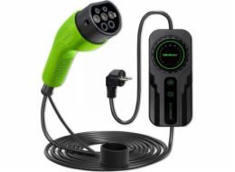 Qoltec Mobilní nabíječka pro elektromobily s regulací 2v1 typu 2 | Schuko | 3,5 kW | 230V | LCD | Přenosný | Nástěnná krabice | 5 metrů