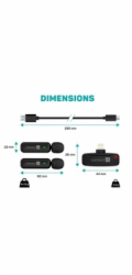 CONNECT IT Mikrofon ClipMic, 2x Bezdrátový Lavalier mikrofón s přijímačem, Lightning konektor, černá
