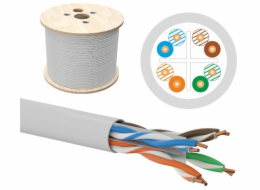 Alantec Síťový kabel U/UTP kategorie 6, kroucená dvojlinka, LSOH, B2ca 4PR, 1 Gb/s (10 Gb/s až 55 m), 10letá záruka, šedý, 500 m - Q-LANTEC