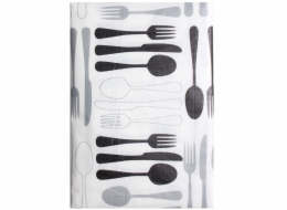 Ubrus Splendid FORK, bílý/černý, 150 x 180 cm