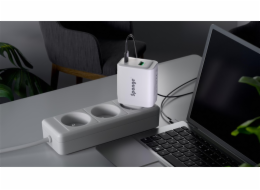 Adaptér Sponge C3 65W GaN, USB-C/USB-A, bílý