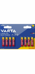 Varta Longlife Max Power, alkalická baterie, typ AAA, 8 ks