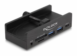 DeLOCK Externí USB 5 Gbps 3 portový rozbočovač 2 x USB Type-A, 1 x USB Type-C™ a 2 slotové čtečky karet s pojistným šroubem, USB rozbočovač