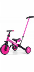 Dětská tříkolka 4v1 Milly Mally Optimus Plus s vodící tyčí pink