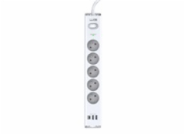 WG - Přepěťová ochrana 5 slotů + 2x USB-A + 1x USB-C, kabel 1,5 metru, bílá