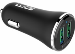 WG - Nabíječka do auta 2x USB-A 36W, QC 3.0 + QC 3.0, černá
