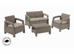 Zahradní nábytek Keter Corfu set dvousedačka + dvě křesla + stůl cappuccino, poškozený obal Zahradní nábytek Keter Corfu set dvousedačka + dvě křesla + stůl cappuccino, poškozený obal