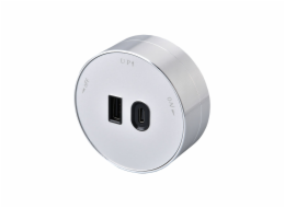 Viking zásuvkový modul A60, 1x USB-A, 1x USB-C, PD, stříbrná