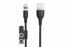Foneng X62 Magnetický kabel 3v1 z USB na USB-C / Lightning / Micro USB, 2,4 A, 1 m (černý)