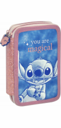 Kids Euroswan Dvoukomorový penál Stitch s příslušenstvím
