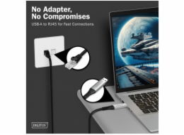 Digitus Adaptérový kabel USB-A - RJ45 Cat. 6A S/FTP, 1 Gbit/s, USB 3.2 Gen 1, LSZH, 5 m