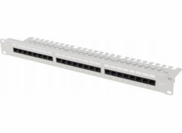 Lanberg Patch panel 24 portů 1U 19" Cat.6 UTP s organizérem kabelů šedý, LANBERG