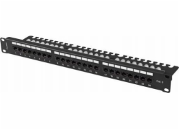 Lanberg Propojovací panel 24 portů 1U 19" Cat.6 UTP s organizérem kabelů, černý,