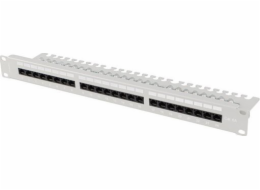 Lanberg Patch panel 24 portů 1U 19" Cat.6A UTP s organizérem kabelů, šedý, LANBERG