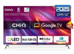 CHiQ U50QST TV 50", UHD, QLED, ultratenká, Google TV, DLG 120 Hz, Dolby Audio, Frameless, metalická