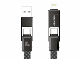 Blitzwolf BW-HDC7 4 v 1 USB+C+Hromosvod 240W 1,2 m (černý)
