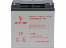 Baterie Conexpro AGM-12-28-DP VRLA AGM 12V/28Ah, T12 , Deep cycle, živ. 10 let 