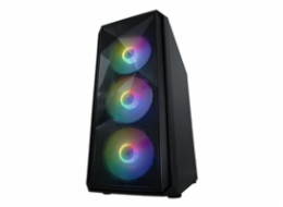 VeinX case ME19A Mid Tower, bez zdroje, 1x USB3.0, 1x USB2.0, 4x 120mm ARGB Fan, 1x ARGB Controller, černá