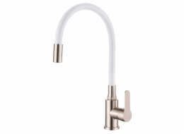 Invena Kuchyňská baterie Ksanti Inox, nerezová ocel/bílá BZ-37-I02-L