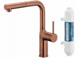 KFA Kuchyňská baterie s funkcí filtrace vody a výsuvným výtokem Duero Pure Move Pull-Out + filtr Hydro+, kartáčované růžové zlato 6623-422-34