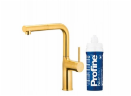 KFA Kuchyňská baterie s funkcí filtrace vody a výsuvným výtokem Duero Pure Move Pull-Out + sada filtrů Profine Blue S, kartáčované zlato 6623-423-31