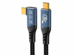 PremiumCord USB4™ Version2.0 80Gbps 16K@60Hz 240W Thunderbolt 3 a 4 kabel zahnutý 0,8m