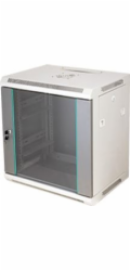 Q-LANTEC 19" 18U nástěnný rack 600x450, prosklené dveře, šedý