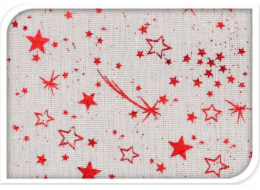 Home Styling Collection Kolekce bytového stylingu Vánoční ubrus, malé hvězdy, bílá a červená, 140 x 230 cm