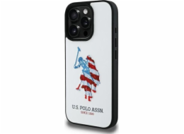 U.S. Polo Assn Pouzdro US Polo USHCP15XPUSH na iPhone 15 Pro Max 6.7" bílé/bílé kožené Big DH s americkou vlajkou