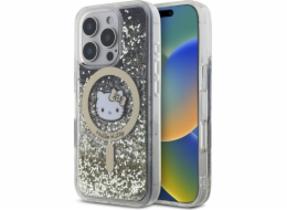 HelloKitty Pouzdro Hello Kitty HKHMP16LLGDIK pro iPhone 16 Pro 6.3" černé zlato/černo zlato s magnetickým uzávěrem Liquid Glitter Fever MagSafe