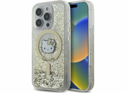 HelloKitty Pouzdro Hello Kitty HKHMP16LLGDIH pro iPhone 16 Pro 6.3" z bílého zlata s třpytkami a MagSafe