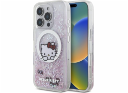 HelloKitty Hello Kitty HKHMP16XLSWKH Pouzdro pro iPhone 16 Pro Max 6.9 bílé/bílé s tekutými třpytkami a mašličkami s motivem koťátka MagSafe