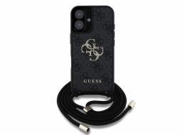 Guess Pouzdro 4G Big Logo Cord Stap Crossbody pro iPhone 16 černé