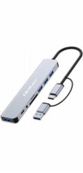 Qoltec Adaptér HUB 8v1 USB-C/USB | USB-C | 4xUSB | SD/TF karta | Jack 3,5 mm TRRS