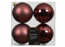 Vánoční hračky na stromeček, růžové, 10 cm, plastové, 4 ks.