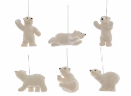Vánoční hračka na stromeček MEDVĚD 517668, bílá, 8 cm, plastová