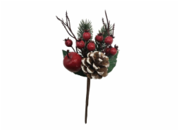 Umělá větvička Christmas Touch, červená/zelená, 19 cm