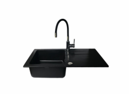 Dřez BALI (62x44) 1B1D černý + baterie Lungo Dřez BALI (62x44) 1B1D černý + baterie Lungo