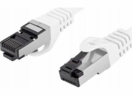 Lanberg Patchcord cat.8.1 S/FTP LSZH CU 0,25m bílý, flekatý, schválený