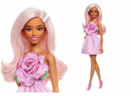Mattel Panenka Barbie Fashionistas Blondýnka v růžových šatech Mattel Panenka Barbie Fashionistas Blondýnka v růžových šatech