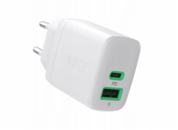Green Cell 30W nabíječka do zásuvky 1x USB-C 1x USB-A bílá