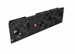 Lanberg 19palcový vertikální ventilační panel 3U pro rackové skříně, tři ventilátory, 230 V, černý