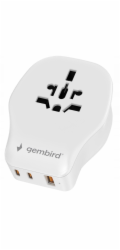 Gembird TPA-1A2C20-02-W Univerzální cestovní napájecí adaptér, 20 W, bílý