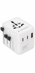 Gembird TPA-1A2C20-01-W Univerzální cestovní napájecí adaptér, 20 W, bílý