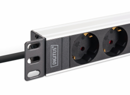 Digitus Steckdosenleiste 19 PDU mit Aluminiumprofil, 9-fach (schwarz/aluminium, 2 Meter Kabel, 1 HE, 16A, Kaltgerätestecker C20)