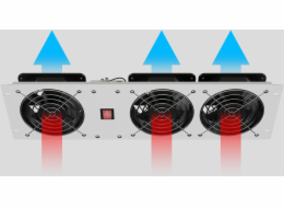 Lanberg 19palcový 3U vertikální ventilační panel pro rackové skříně, tři ventilátory, 230 V, šedý