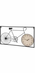 Home Styling Collection Kolekce bytového stylingu Nástěnná dekorace kovové retro kolo a hodiny, 60 x 32 x 5 cm