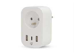 Nedis WIFIP151EWT - WiFi Chytrá Zásuvka |Typ E (CEE 7/6) / 1x USB-C™ / 2x USB | 0 - 55 °C | Android™ / IOS | Bílá
