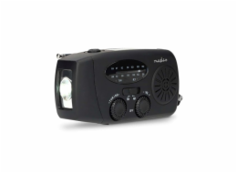 NEDIS přenosné nouzové rádio/ napájení z USB/ baterie 2000mAh/ AM/ FM/ funkce powerbanky/ USB-C/ černé